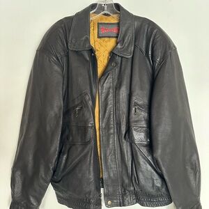 Ragel Men's Black Leather Bomber Jacket